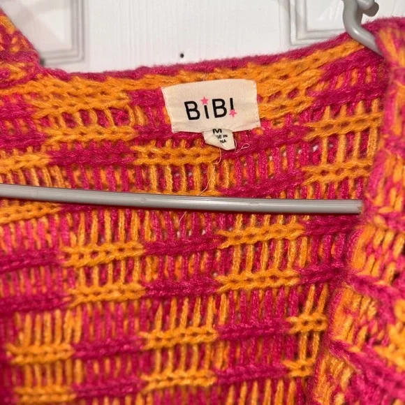 BiBi Pink and Orange Checkered Cardigan - Picture 4 of 4